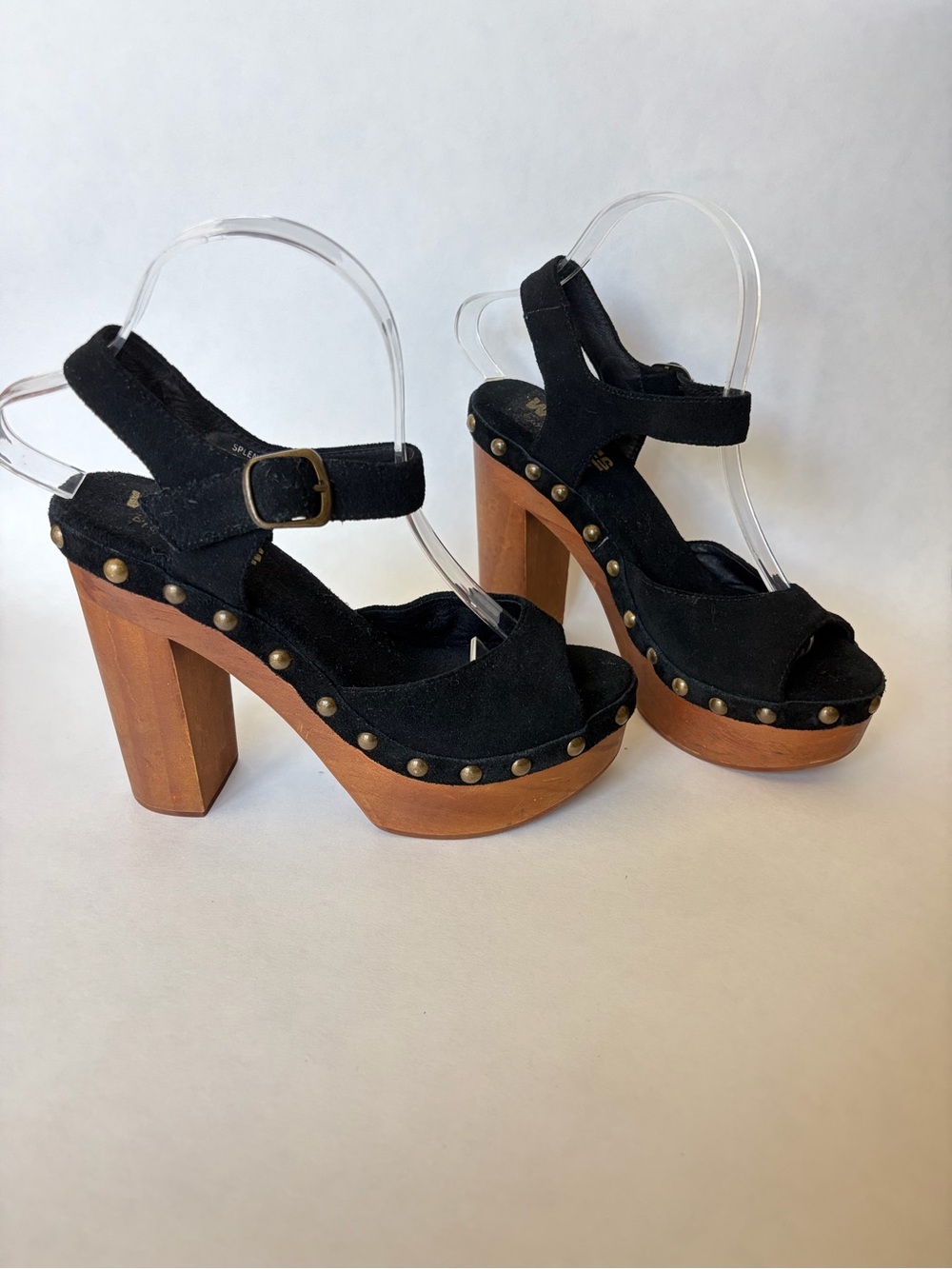 Vintage Y2K Jeffrey Campbell Woodies Splendid suede leather 70s platform heels 7 - Picture 5 of 10